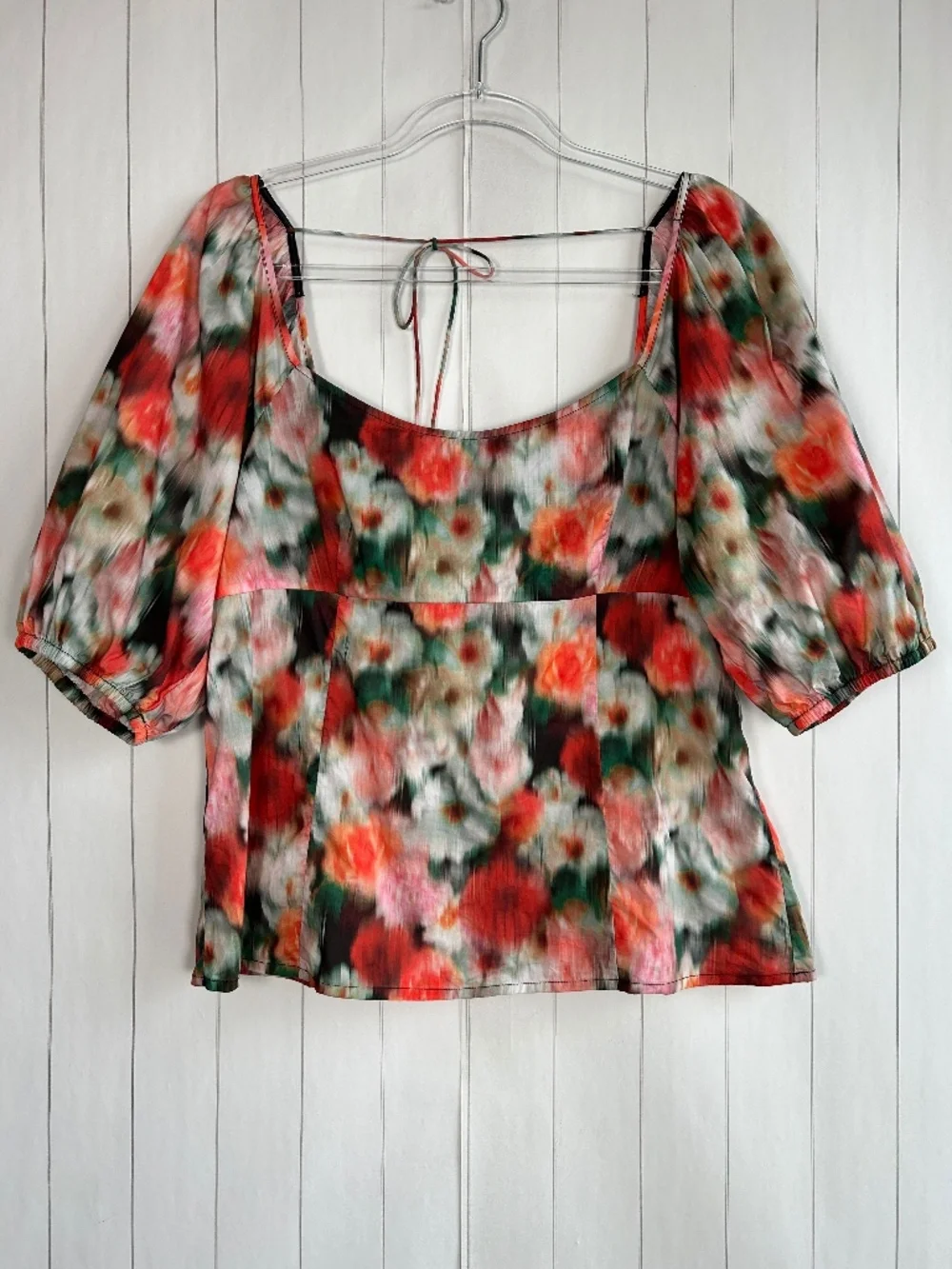 J. Crew women size 10 Liberty fabric Hazy Days floral square neck colorful